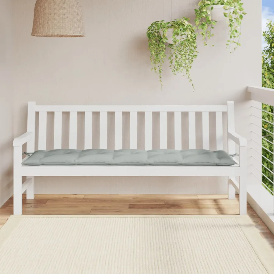 Coussin de banc de jardin gris clair mélangé 180x50x7 cm tissu - 3