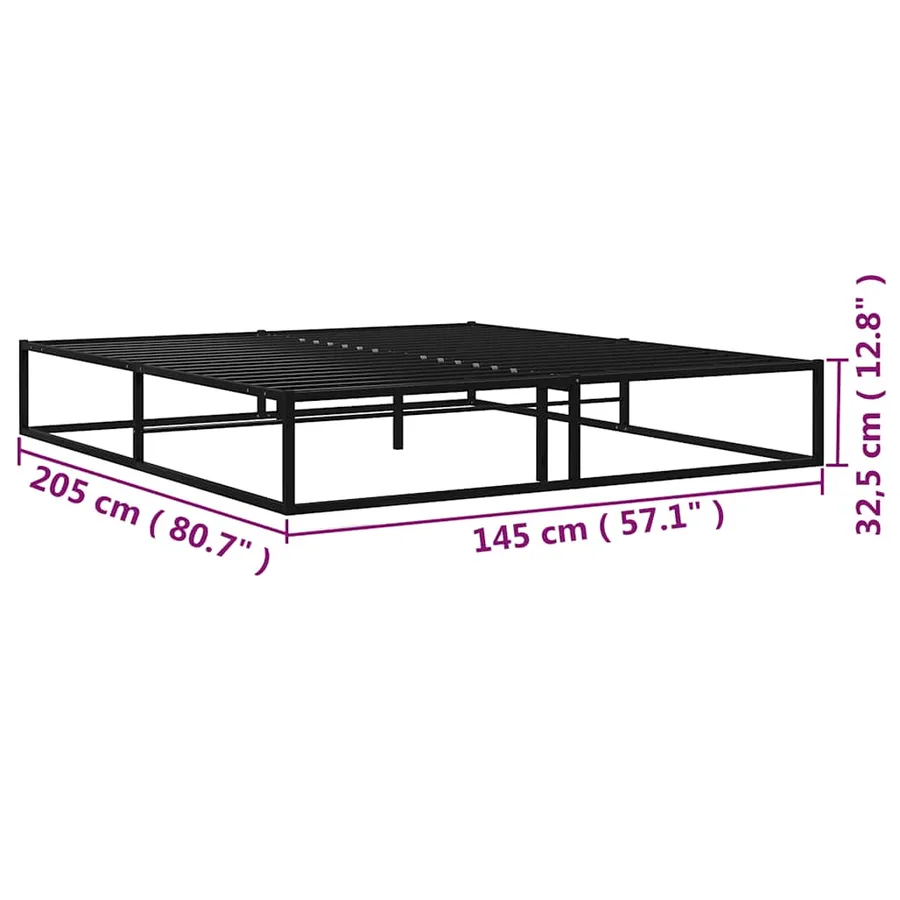 Cadre de lit sans matelas noir métal 140x200 cm - 7
