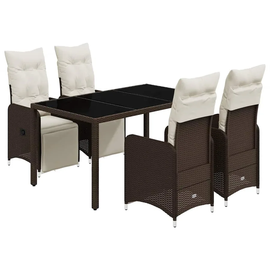Ensemble de bistro de jardin 5 pcs coussins marron poly rotin - 2