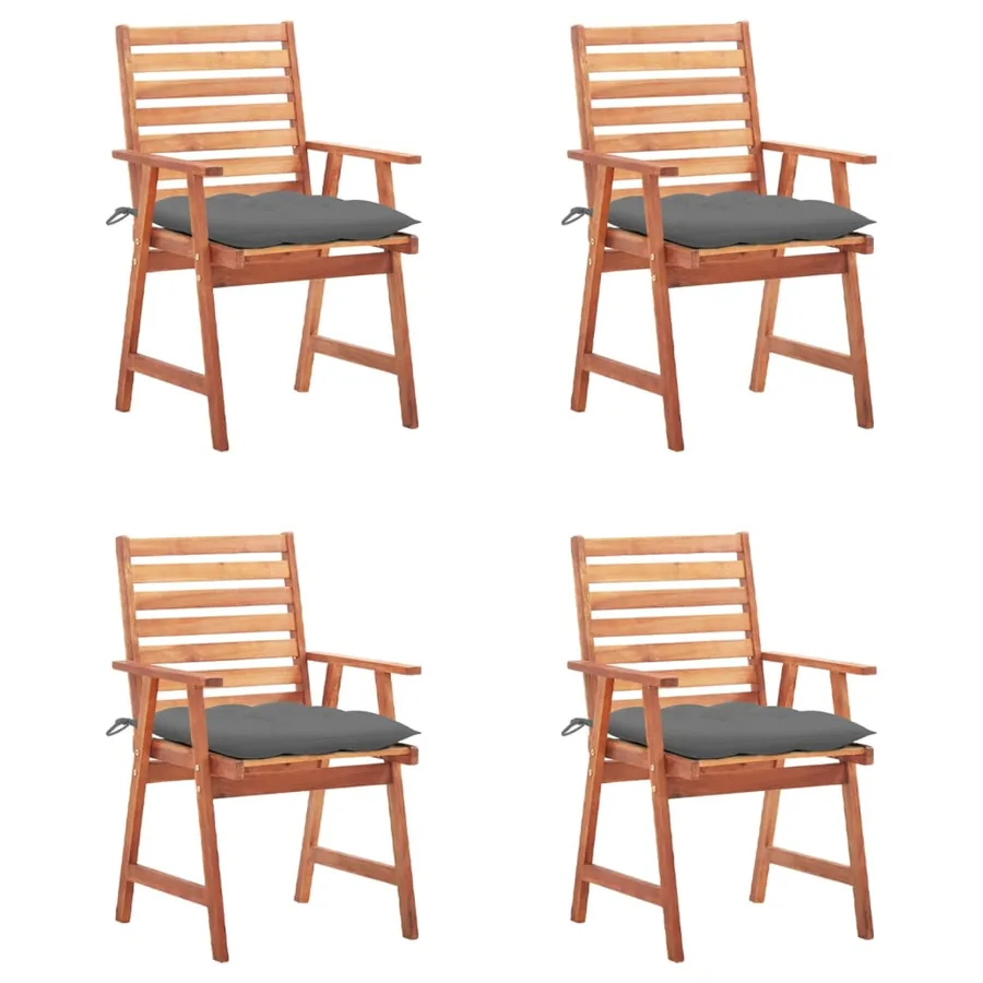 Outdoor dining chairs set of 4 and cushions Solid acacia