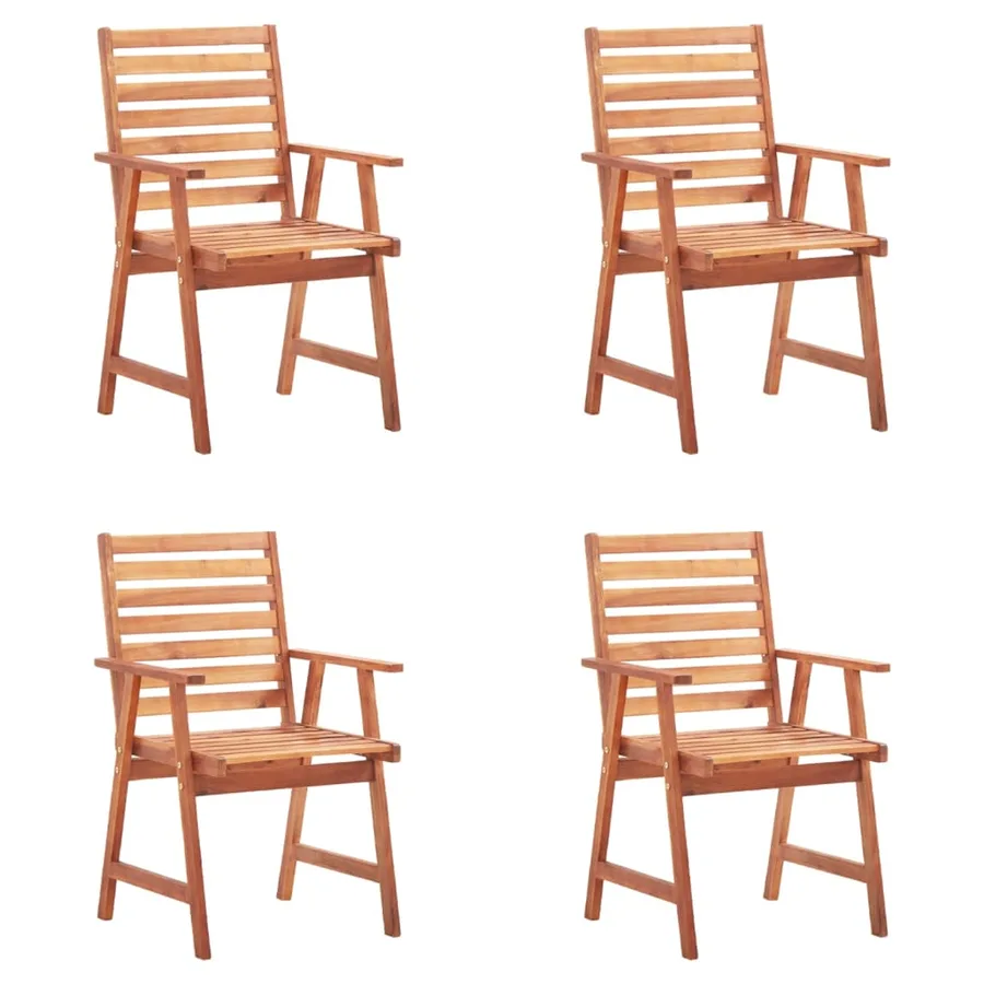 Outdoor dining chairs set of 4 and cushions Solid acacia - 2