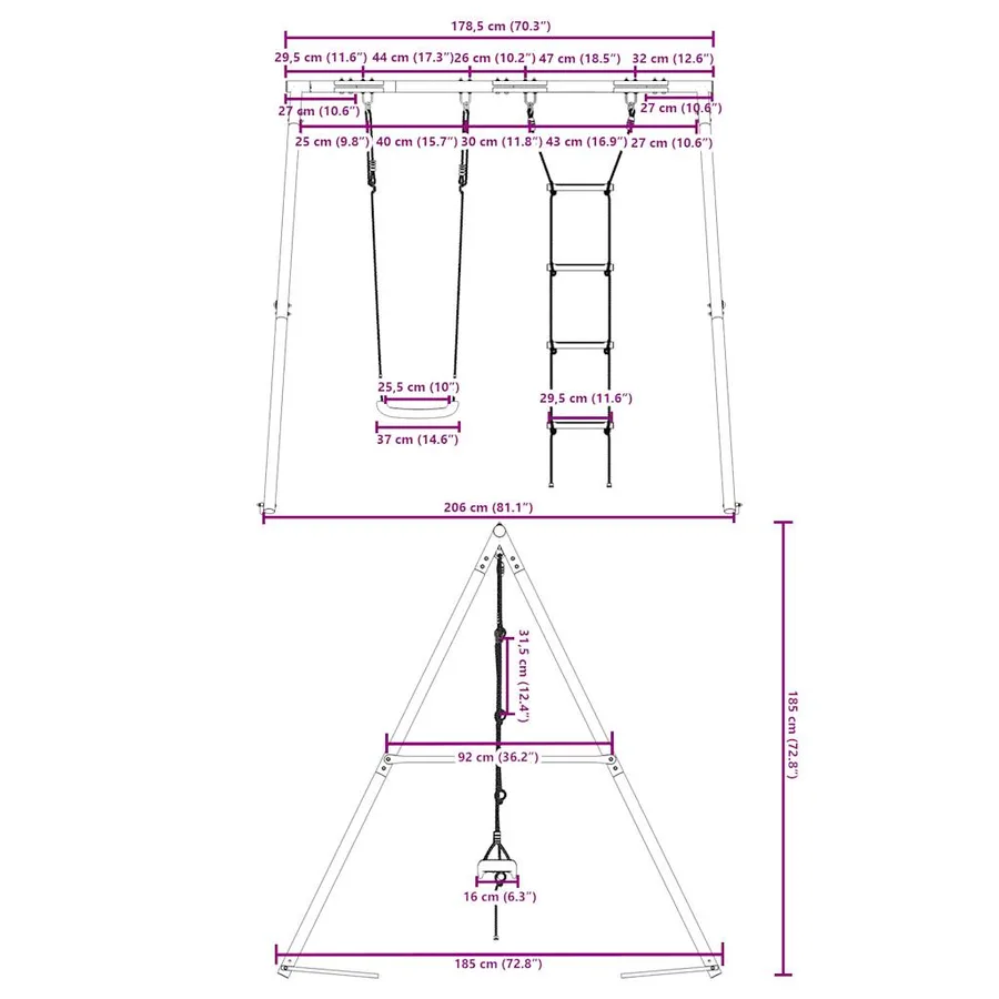 Ensemble de balançoire d'extérieur avec balançoire et échelle - 10