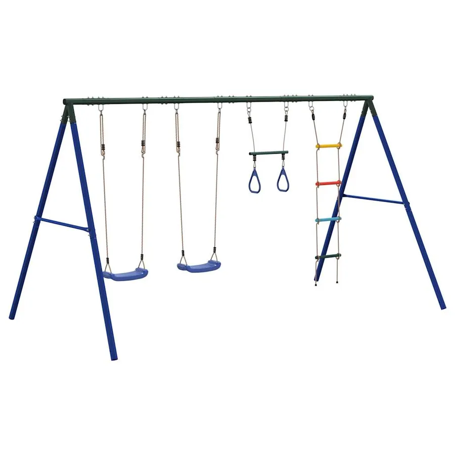 Jeu de balançoire extérieur avec balançoires trapèze et échelle - 5