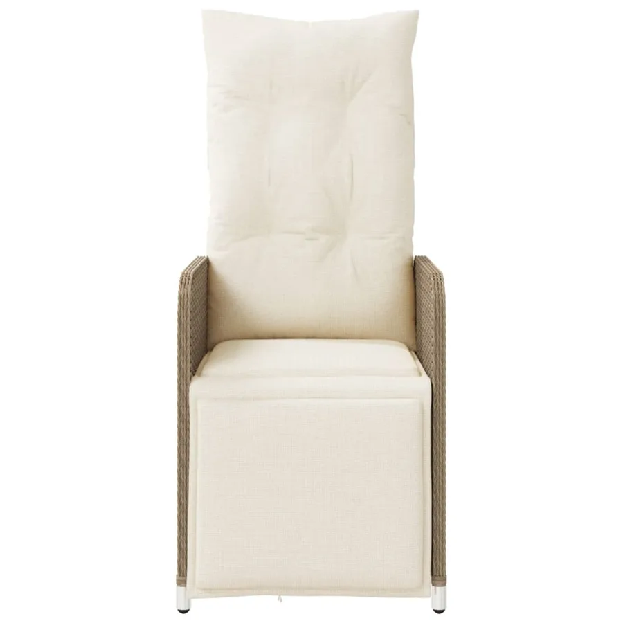 Chaises inclinables de jardin lot de 2 avec table beige rotin - 5