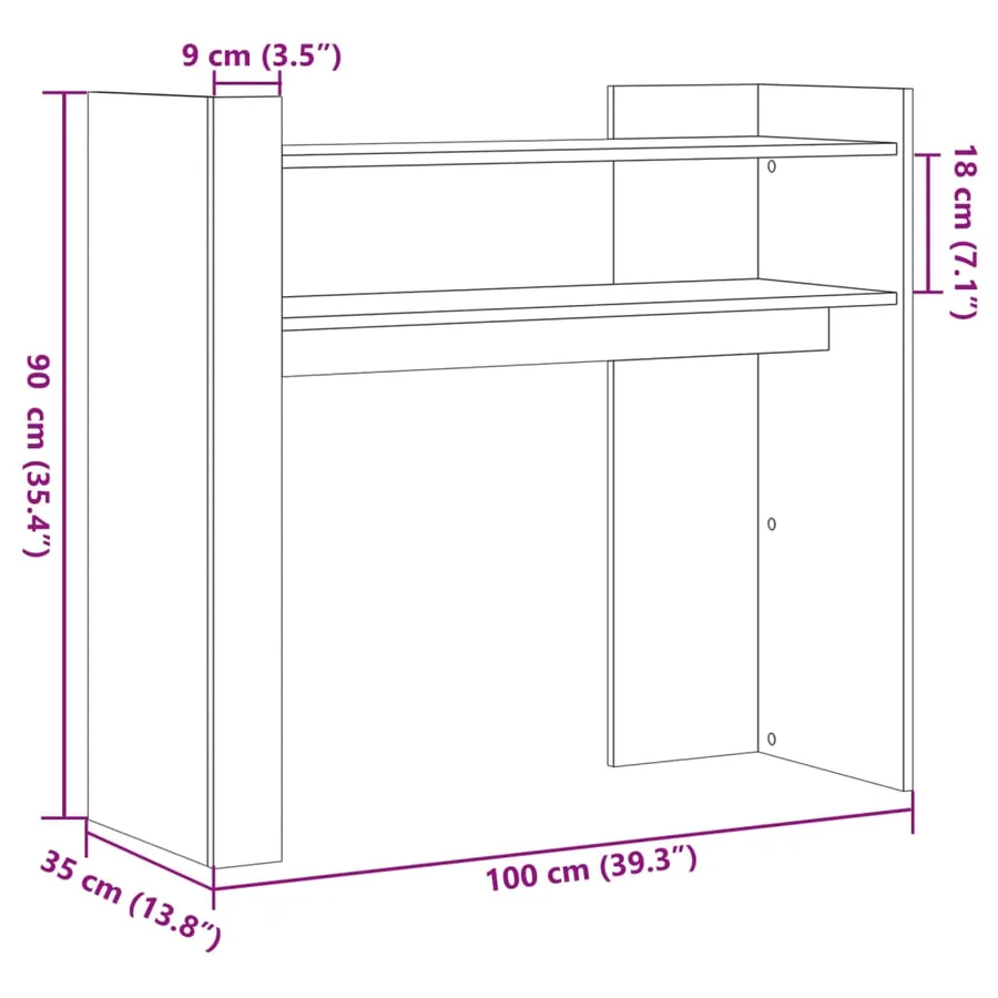 Table console blanc 100x35x90 cm bois d’ingénierie - 8