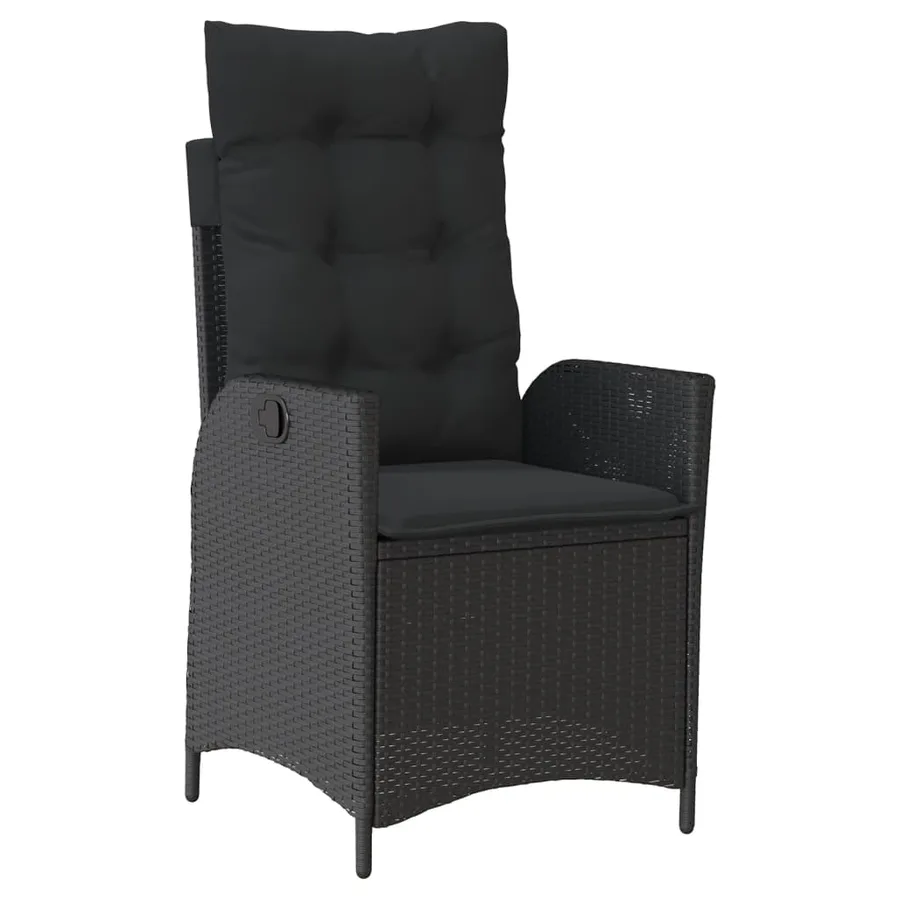 Ensemble à manger de jardin avec coussins 3 pcs Noir - 3