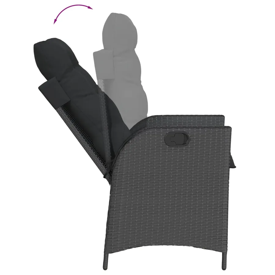 Ensemble à manger de jardin avec coussins 3 pcs Noir - 4