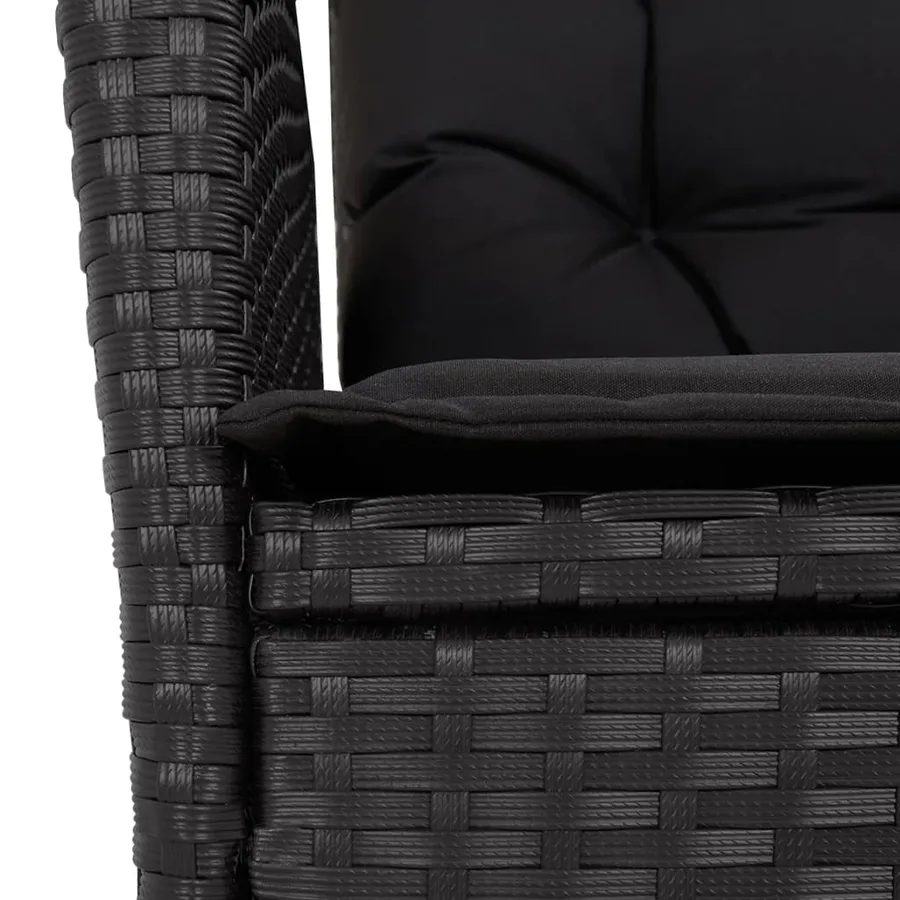 Ensemble à manger de jardin avec coussins 3 pcs Noir - 6