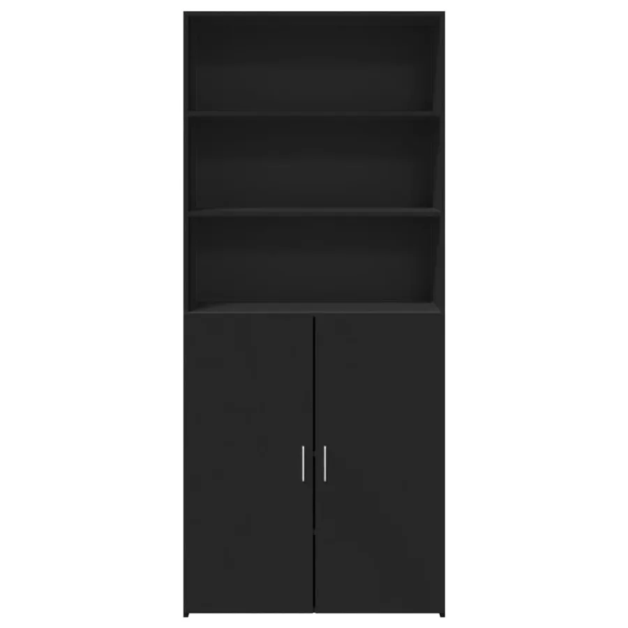 Buffet haut noir 80x42,5x185 cm bois d'ingénierie - 4