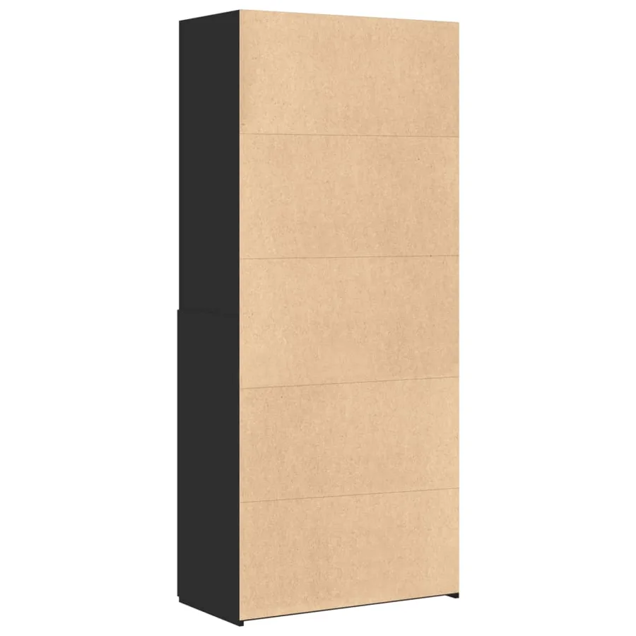 Buffet haut noir 80x42,5x185 cm bois d'ingénierie - 6