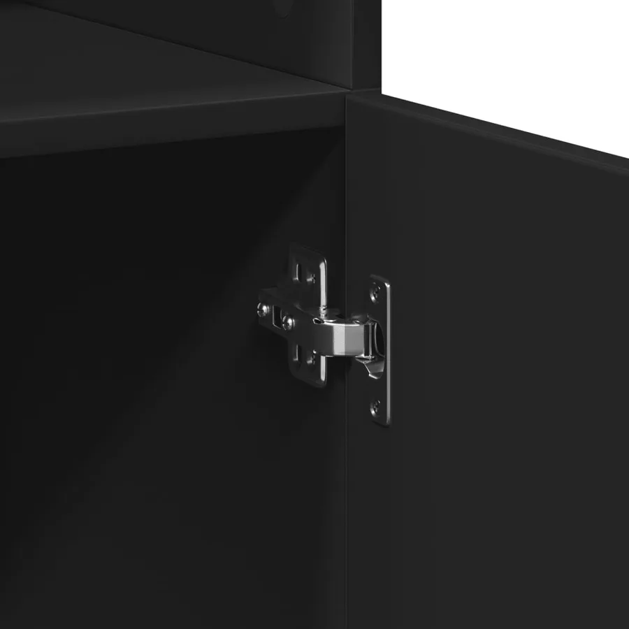 Buffet haut noir 80x42,5x185 cm bois d'ingénierie - 7