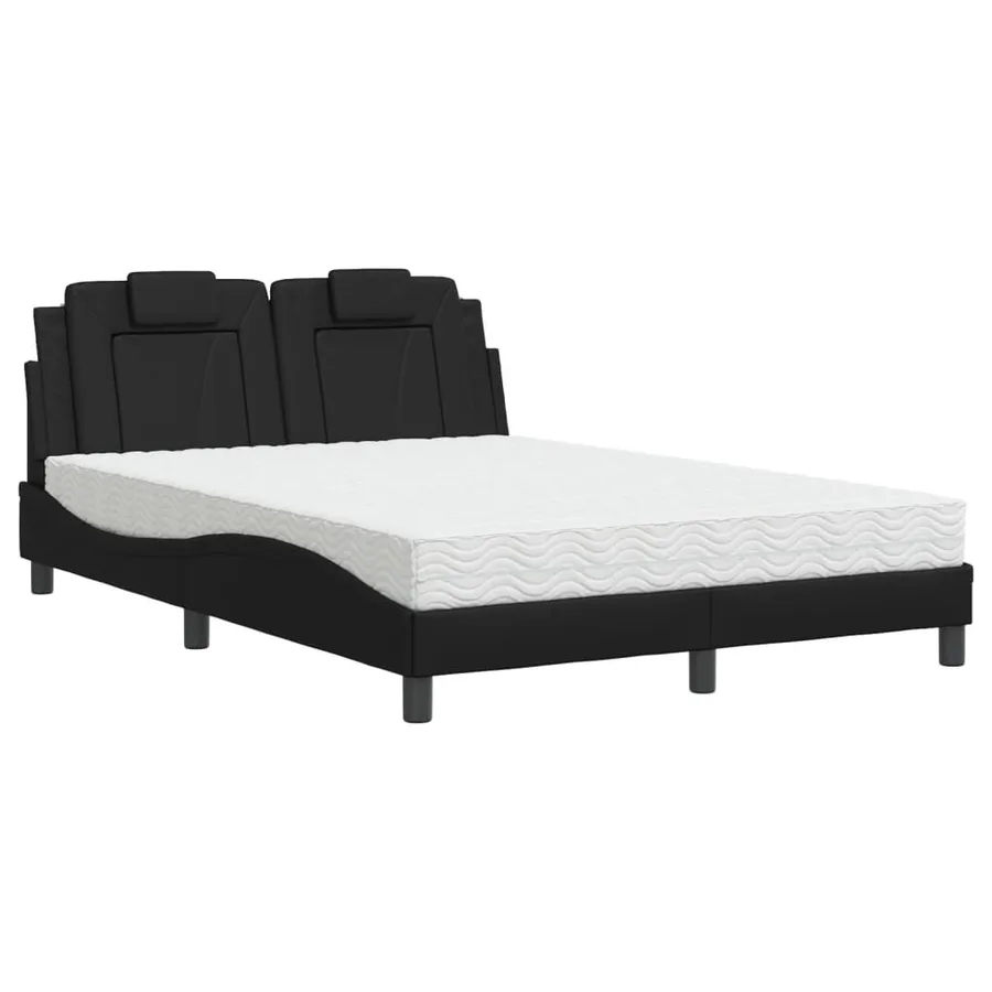 Lit Viana avec matelas noir 140x190 cm similicuir - 2