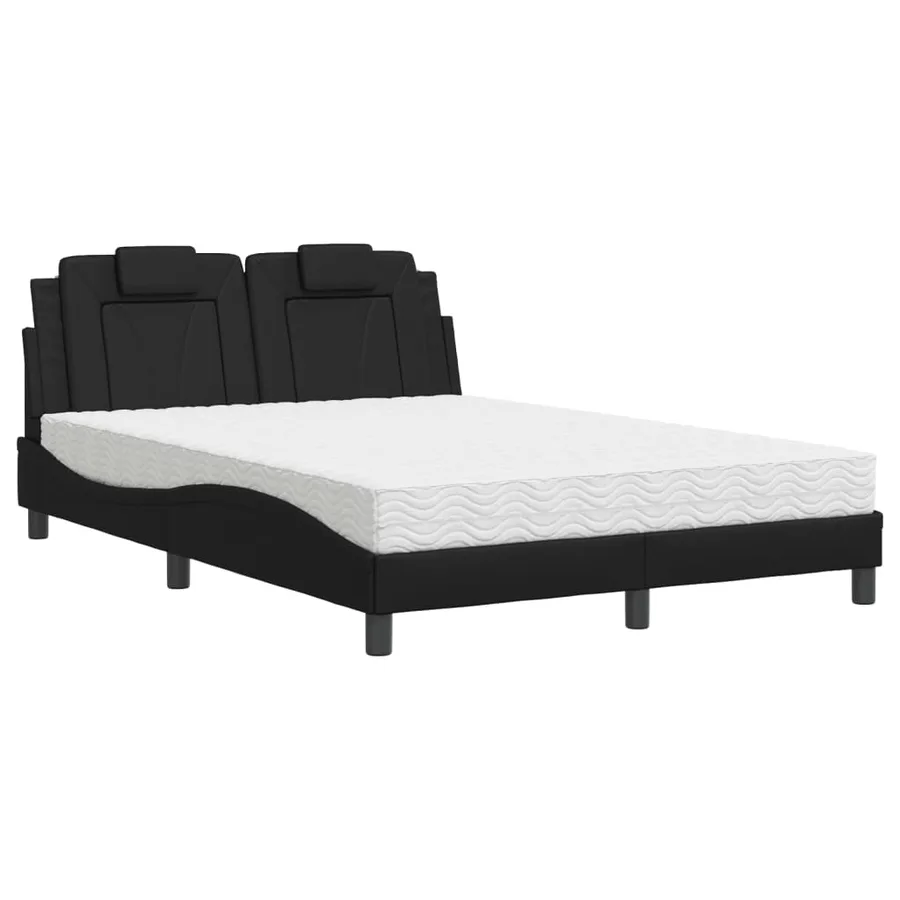 Lit Viana avec matelas noir 140x200 cm similicuir - 2