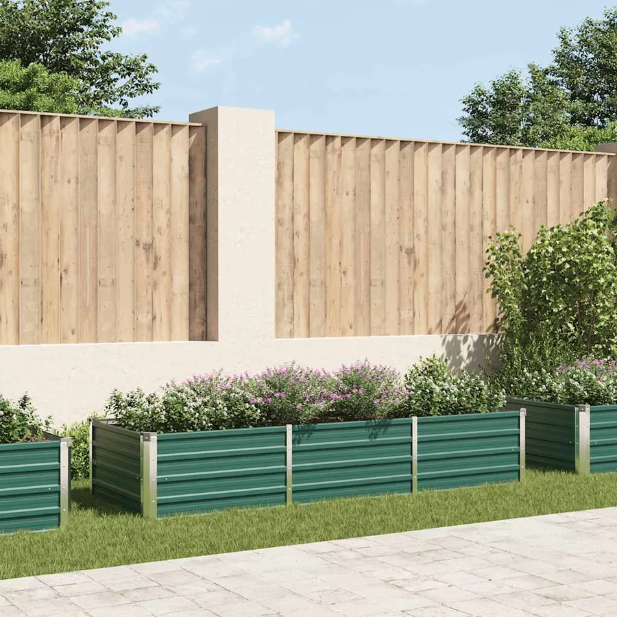 Raised garden bed Galvanised steel 240x80x45 cm Green