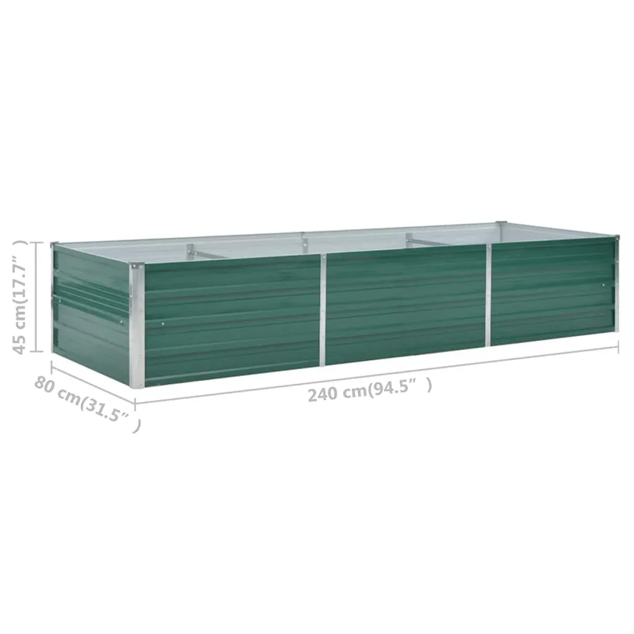 Lit surélevé de jardin Acier galvanisé 240x80x45 cm Vert - 8