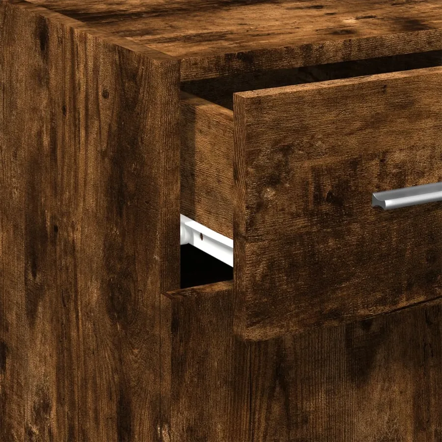 Buffet chêne fumé 30x42,5x93 cm bois d'ingénierie - 6