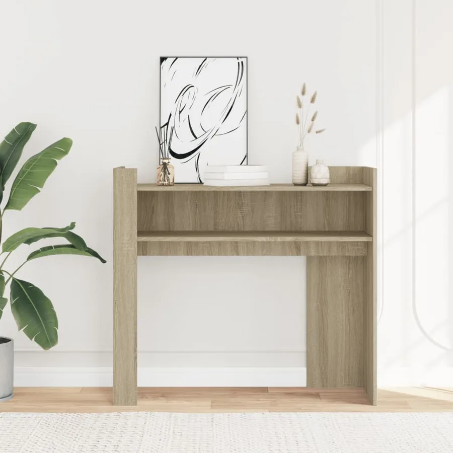 Table console chêne sonoma 100x35x90 cm bois d'ingénierie - 3