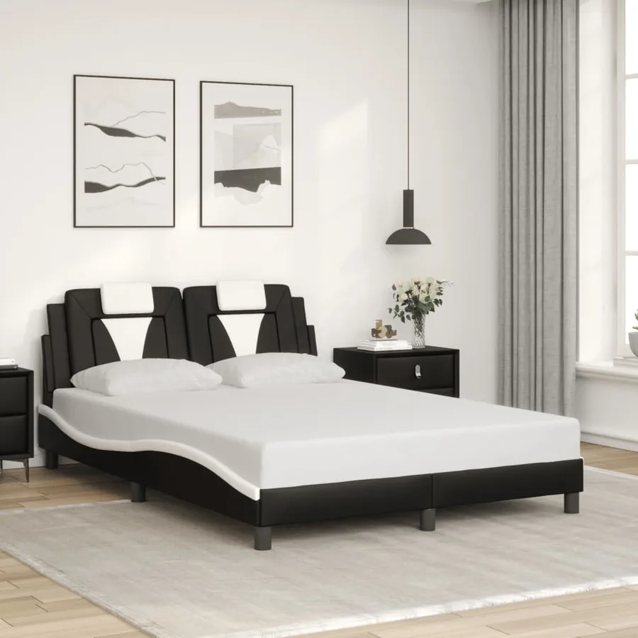 Cadre de lit Viana avec LED sans matelas noir et blanc 140x200 cm - 4