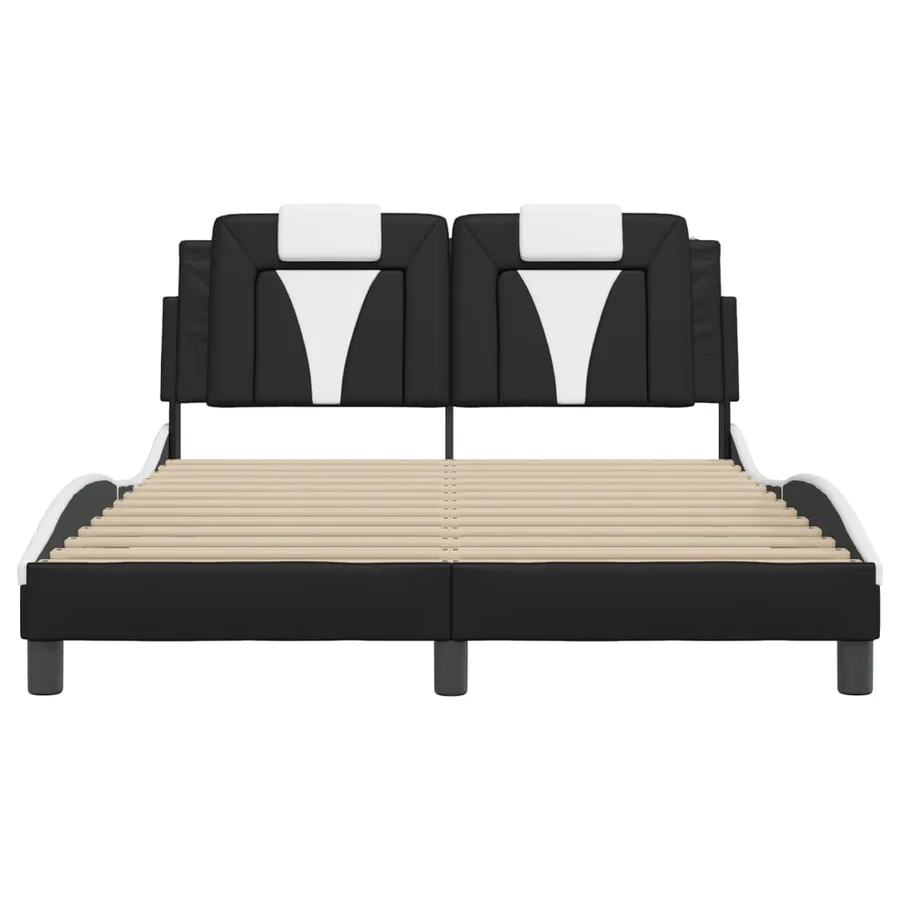 Cadre de lit Viana avec LED sans matelas noir et blanc 140x200 cm - 6