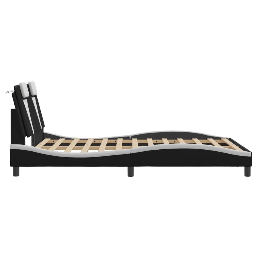 Cadre de lit Viana avec LED sans matelas noir et blanc 140x200 cm - 9