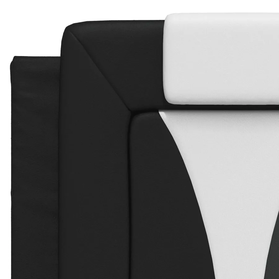 Lit Viana avec matelas noir et blanc 140x190 cm similicuir - 7