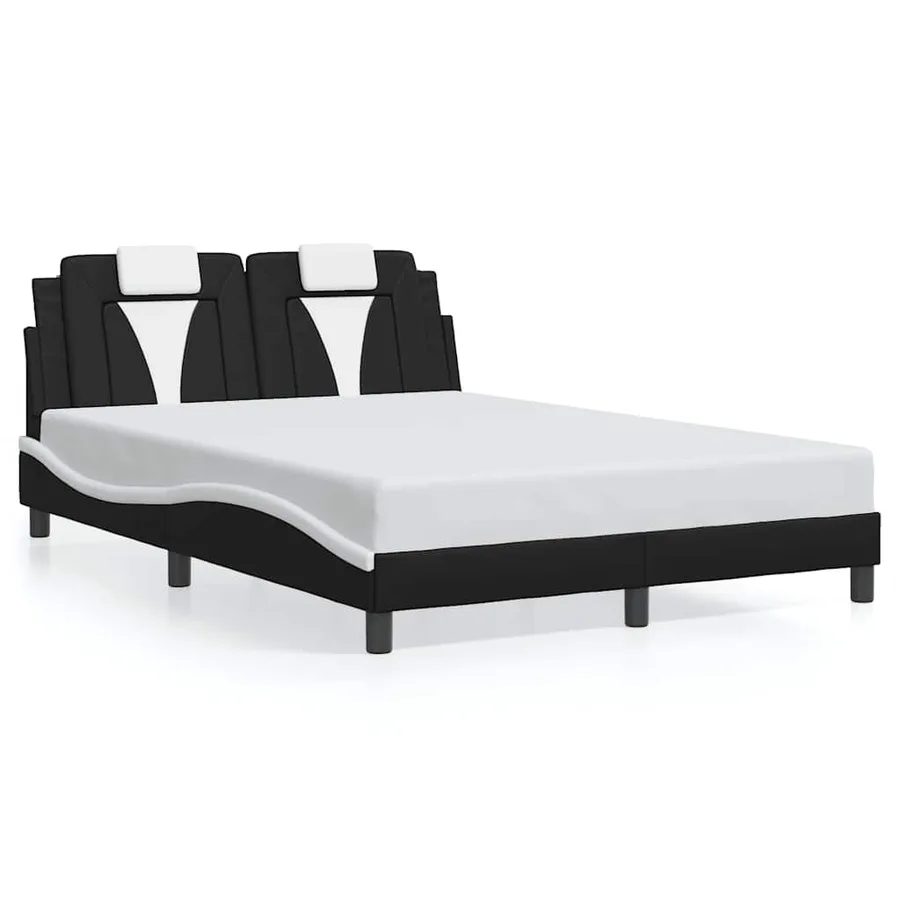 Cadre de lit Viana sans matelas noir et blanc 140x200 cm similicuir - 2