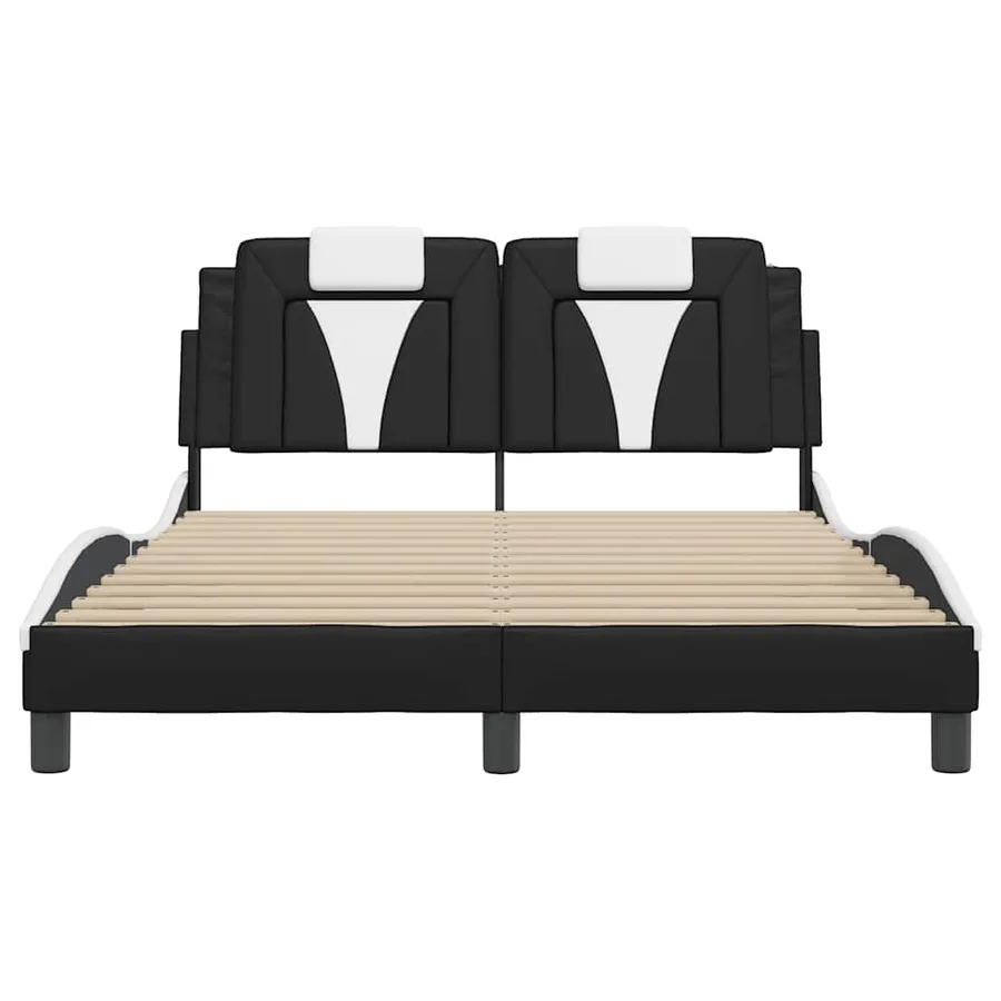 Cadre de lit Viana sans matelas noir et blanc 140x200 cm similicuir - 4
