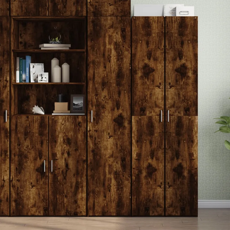 Buffet haut chêne fumé 40x42,5x185 cm bois d'ingénierie