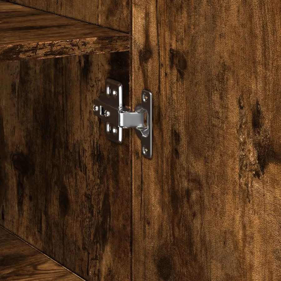 Buffet haut chêne fumé 40x42,5x185 cm bois d'ingénierie - 6