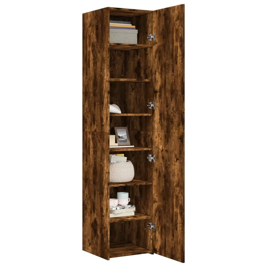 Buffet haut chêne fumé 40x42,5x185 cm bois d'ingénierie - 7