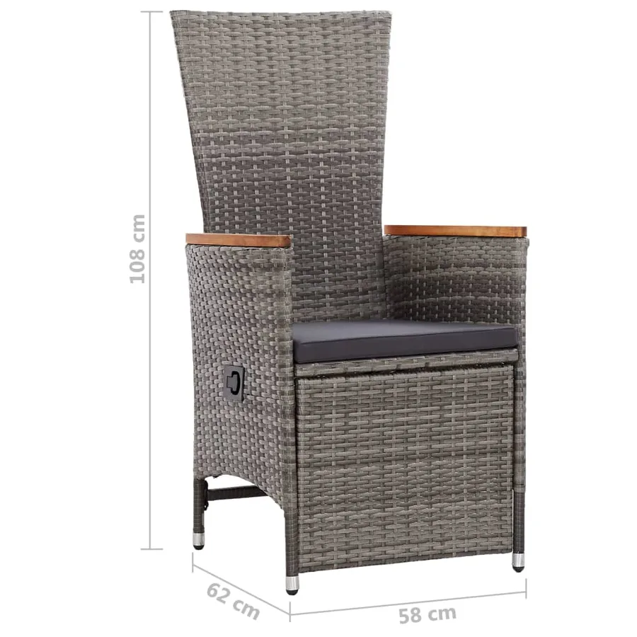 Ensemble à manger d'extérieur 9pcs coussins Résine tressée Gris - 12