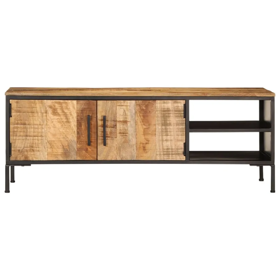 Meuble TV 110x35x40 cm bois massif de manguier brut - 4