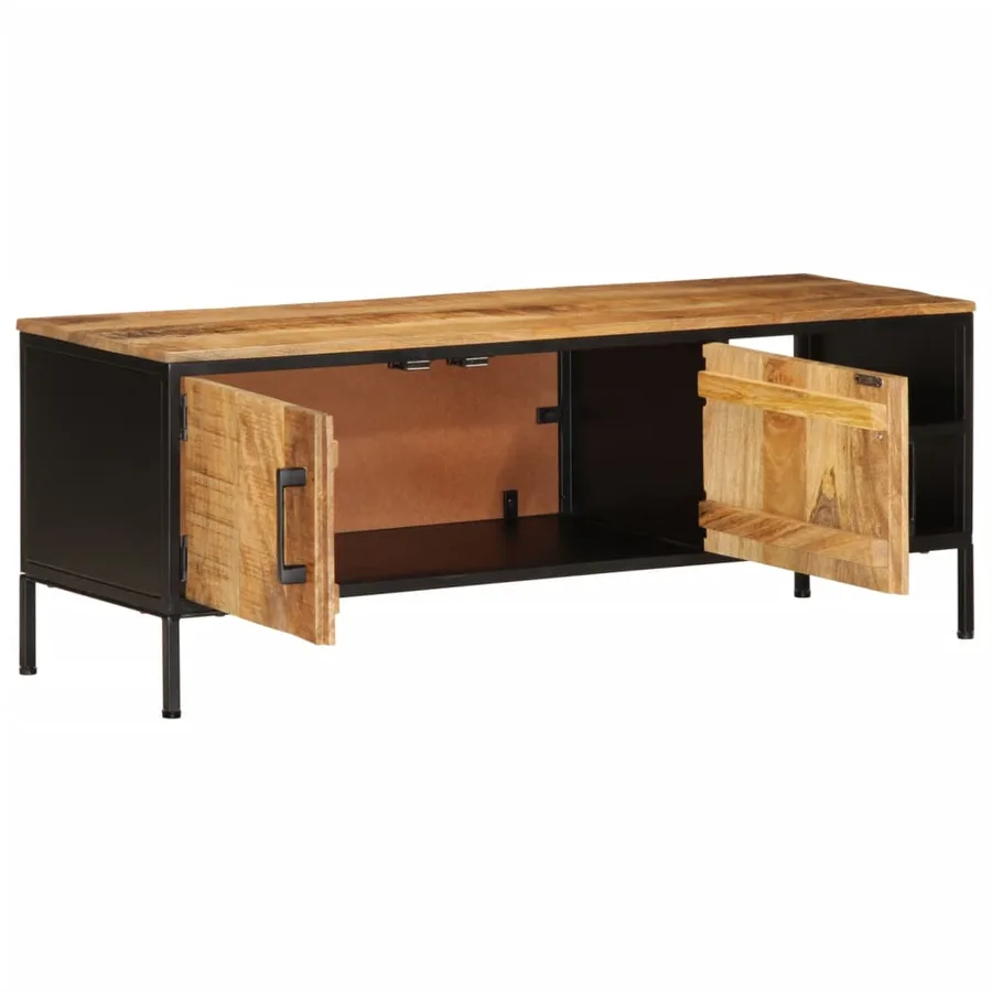 Meuble TV 110x35x40 cm bois massif de manguier brut - 5