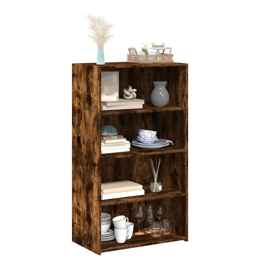 Buffet haut chêne fumé 70x41x124 cm bois d'ingénierie - 3