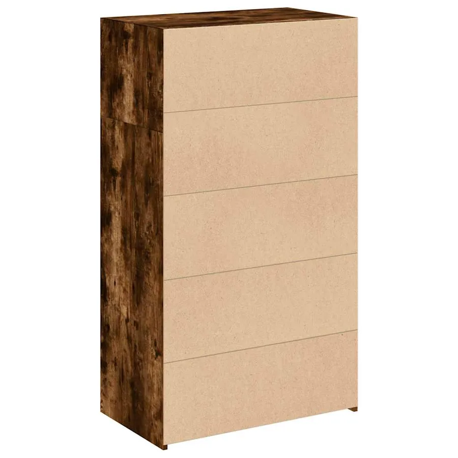 Buffet haut chêne fumé 70x41x124 cm bois d'ingénierie - 6