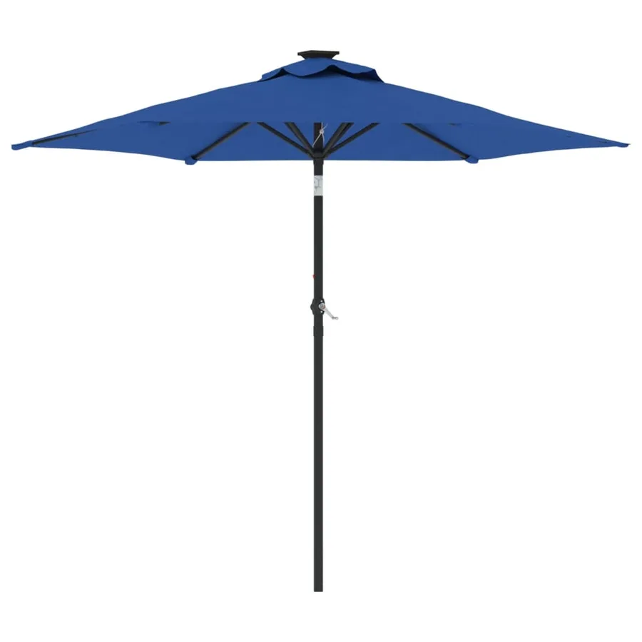 Parasol de jardin avec mât en acier bleu azuré 225x225x212 cm - 2