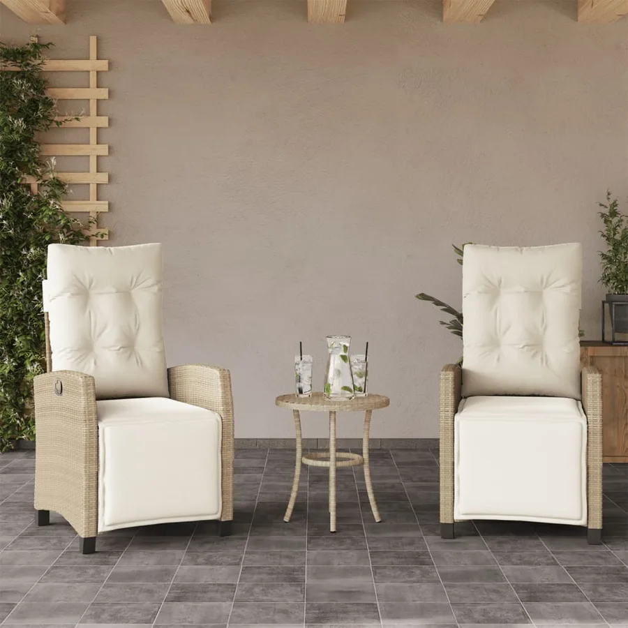 Ensemble de bistro 3 pcs avec coussins beige résine tressée - 3