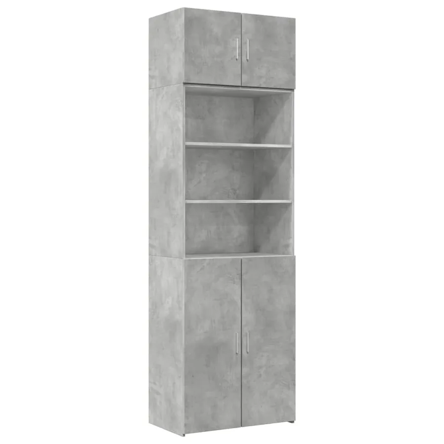 Armoire de rangement gris béton 70x42,5x225cm bois d'ingénierie - 2