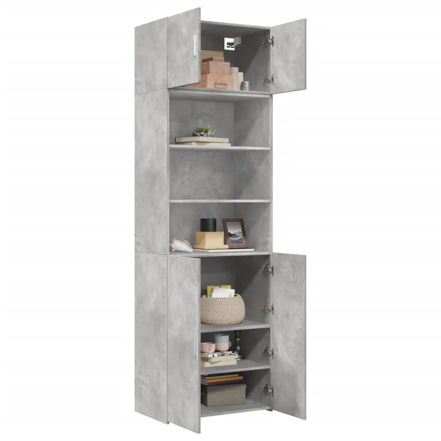 Armoire de rangement gris béton 70x42,5x225cm bois d'ingénierie - 3