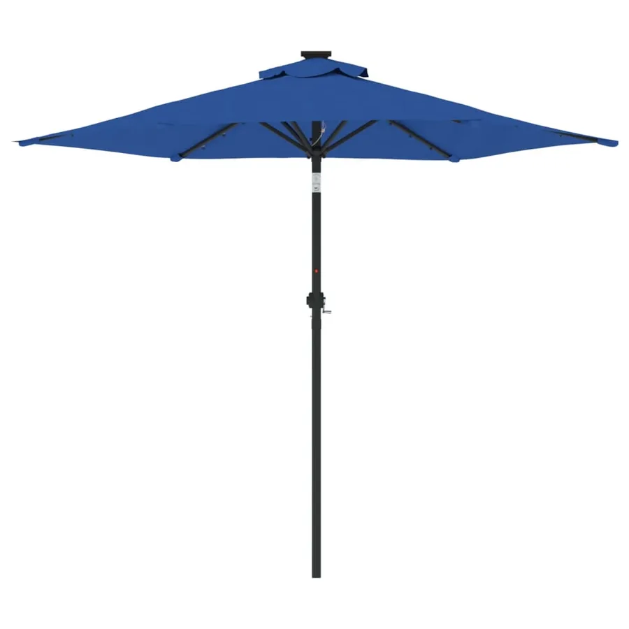 Parasol de jardin LED mât en acier bleu azuré 225x225x212 cm - 5