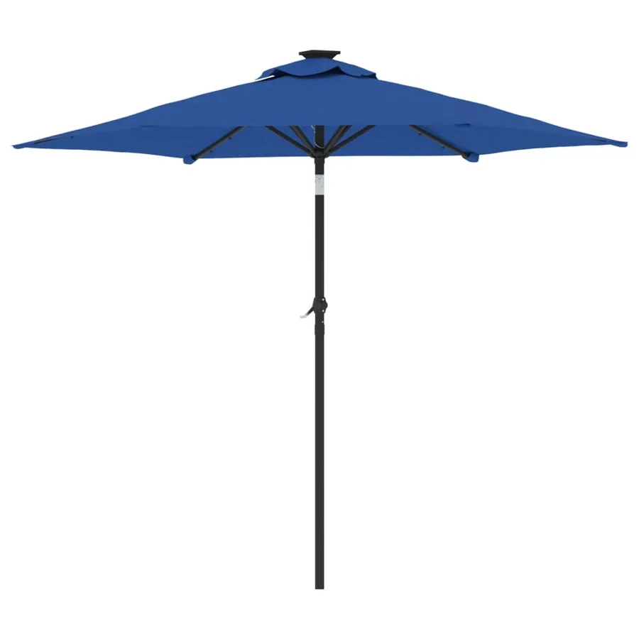 Parasol de jardin LED mât en acier bleu azuré 225x225x212 cm - 6