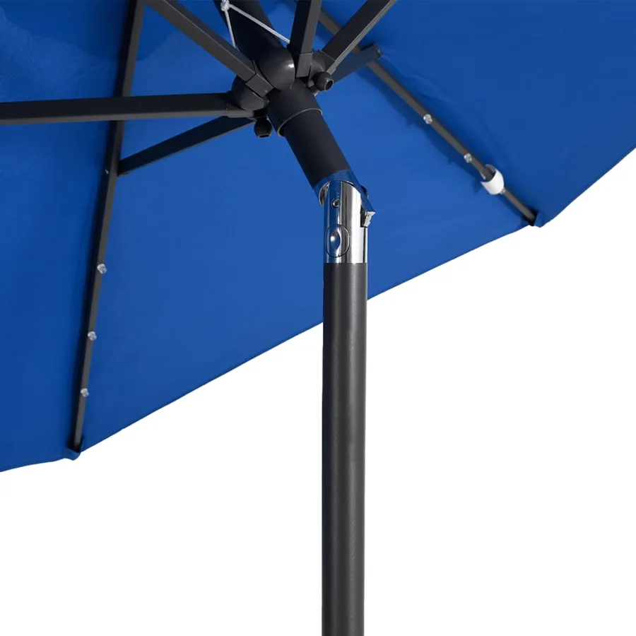 Parasol de jardin LED mât en acier bleu azuré 225x225x212 cm - 9
