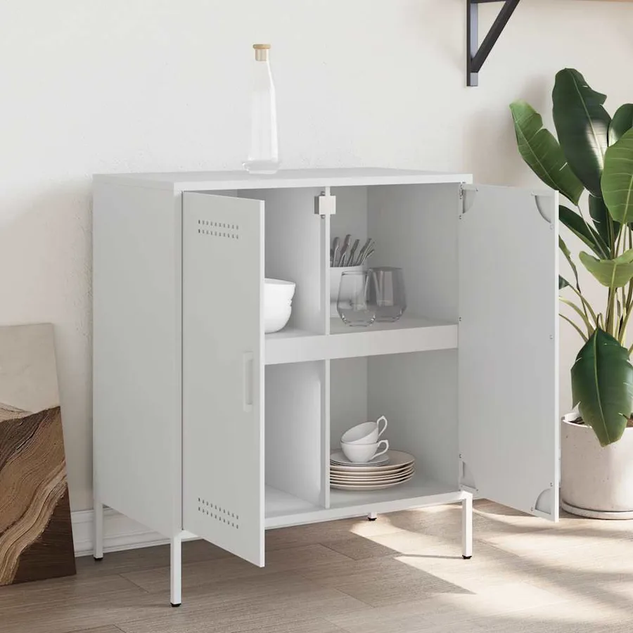 Buffet blanc 68x39x79 cm acier - 3