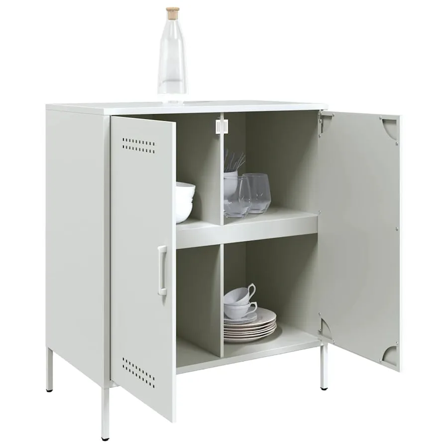 Buffet blanc 68x39x79 cm acier - 5