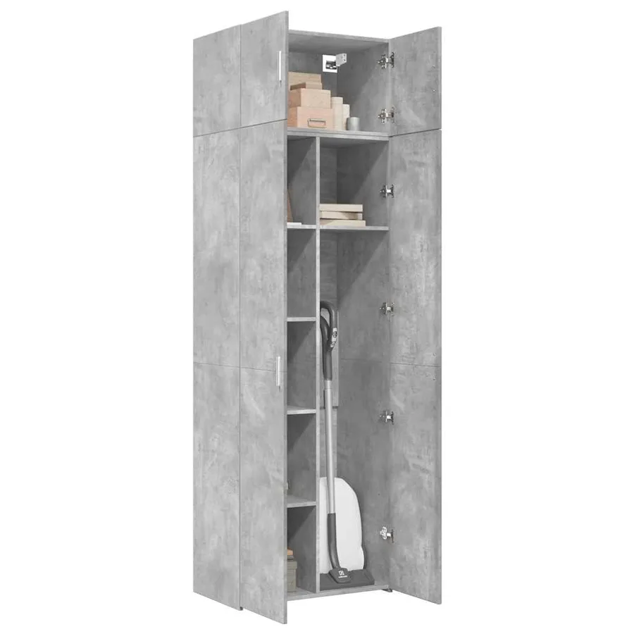 Armoire de rangement gris béton 70x42,5x225cm bois d'ingénierie - 3