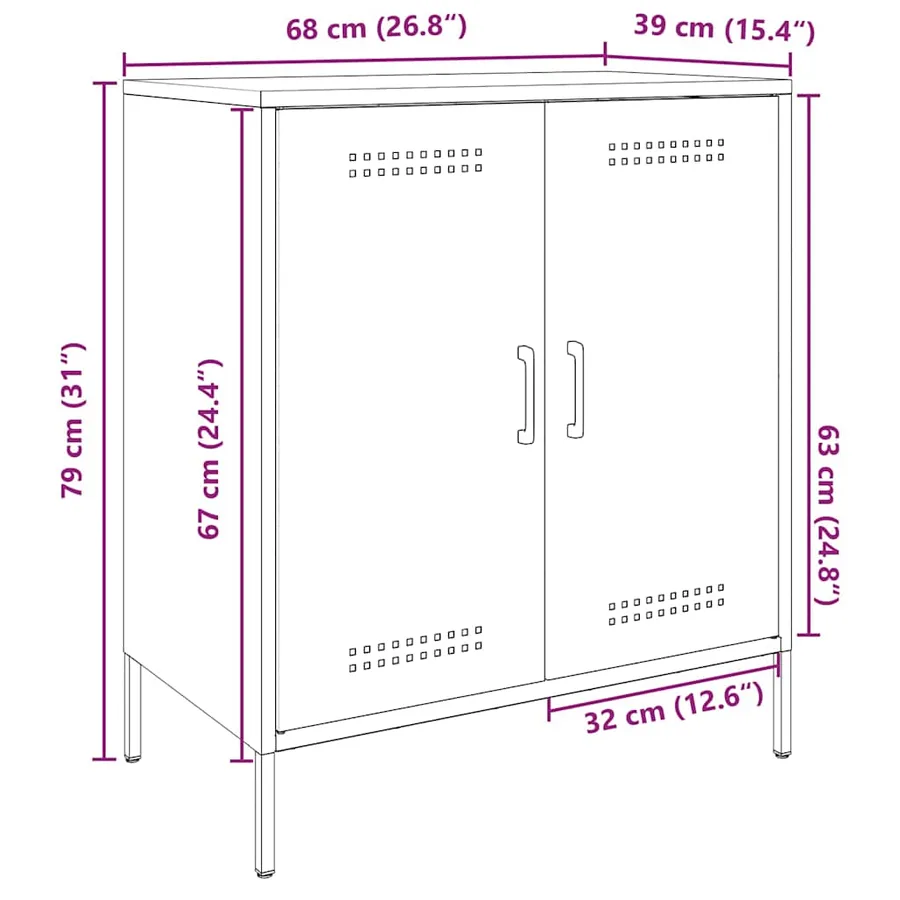 Buffet noir 68x39x79 cm acier - 13