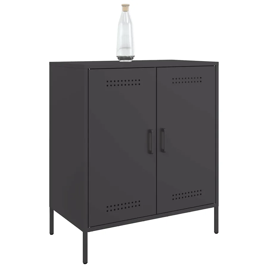Buffet noir 68x39x79 cm acier - 4
