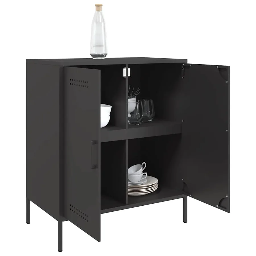 Buffet noir 68x39x79 cm acier - 5
