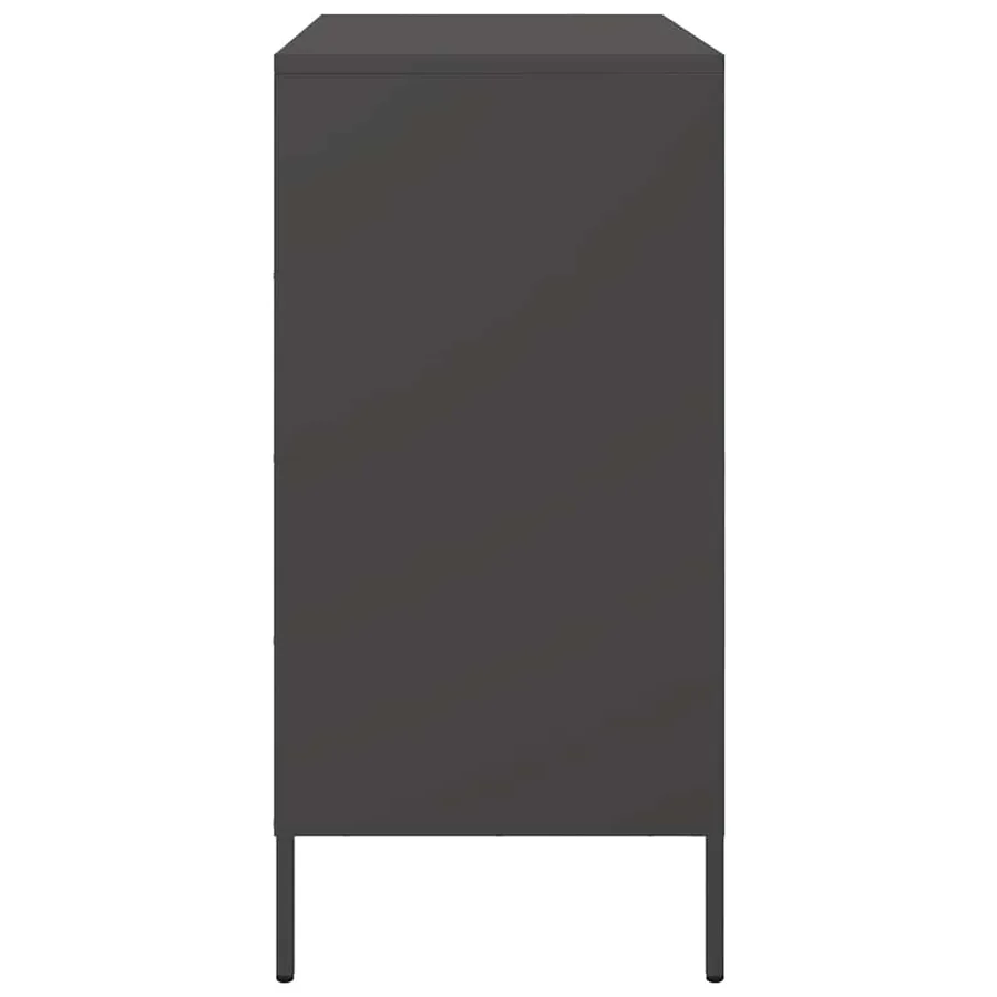 Buffet noir 68x39x79 cm acier - 7