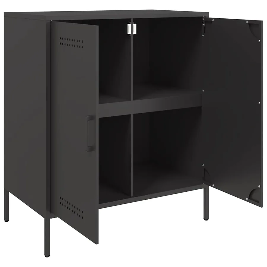 Buffet noir 68x39x79 cm acier - 9